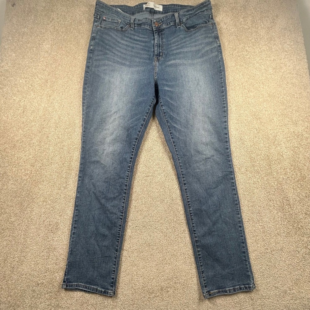 Signature Levi Strauss Gold Label Womens 20M Mid Rise Straight Leg Jeans Blue